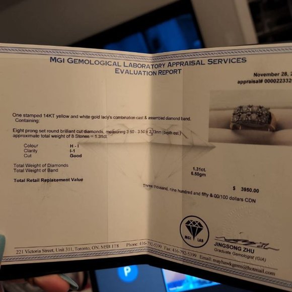 1.31 Carat Natural Diamonds Engagement / Wedding Ring - Picture 7 of 7